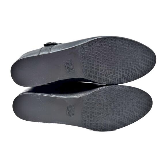 Stuart Weitzman Rugerio Boots Womens 7 M Black Leather Wedge Slouchy Moto - Picture 11 of 14